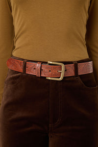 Princess Highway - Classic Carved Leather Belt - tan