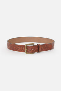 Princess Highway - Classic Carved Leather Belt - tan