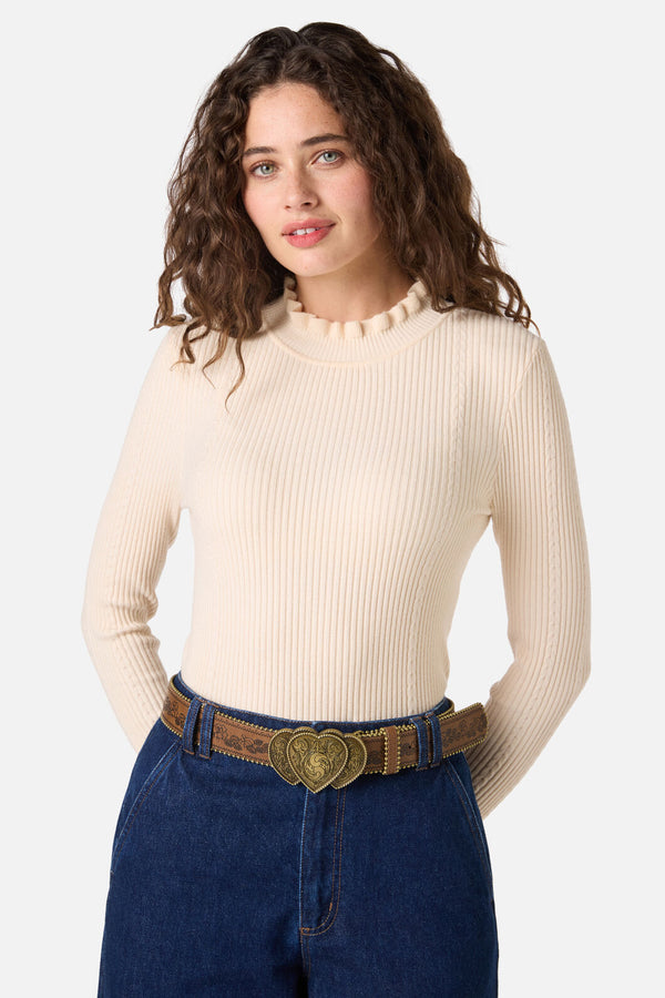 Princess Highway - Detailed Heart Buckle Belt - tan