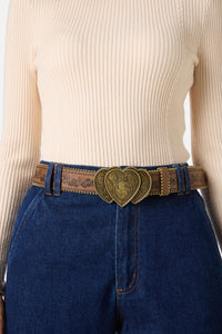 Princess Highway - Detailed Heart Buckle Belt - tan