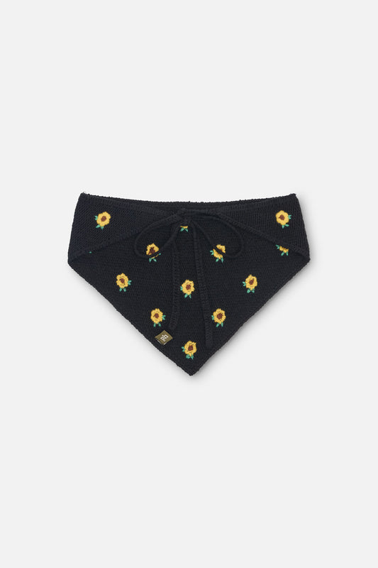 Princess Highway - Sunflower Knit Head Scarf - black