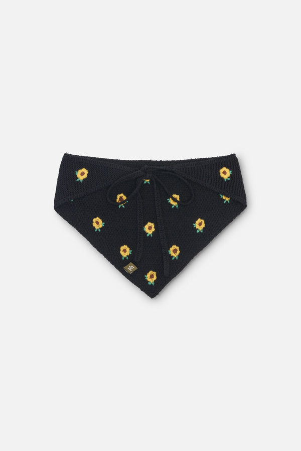 Princess Highway - Sunflower Knit Head Scarf - black
