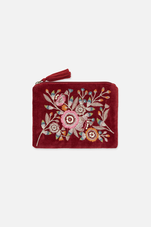 Princess Highway - Wine Velvet Makeup Pouch - wine