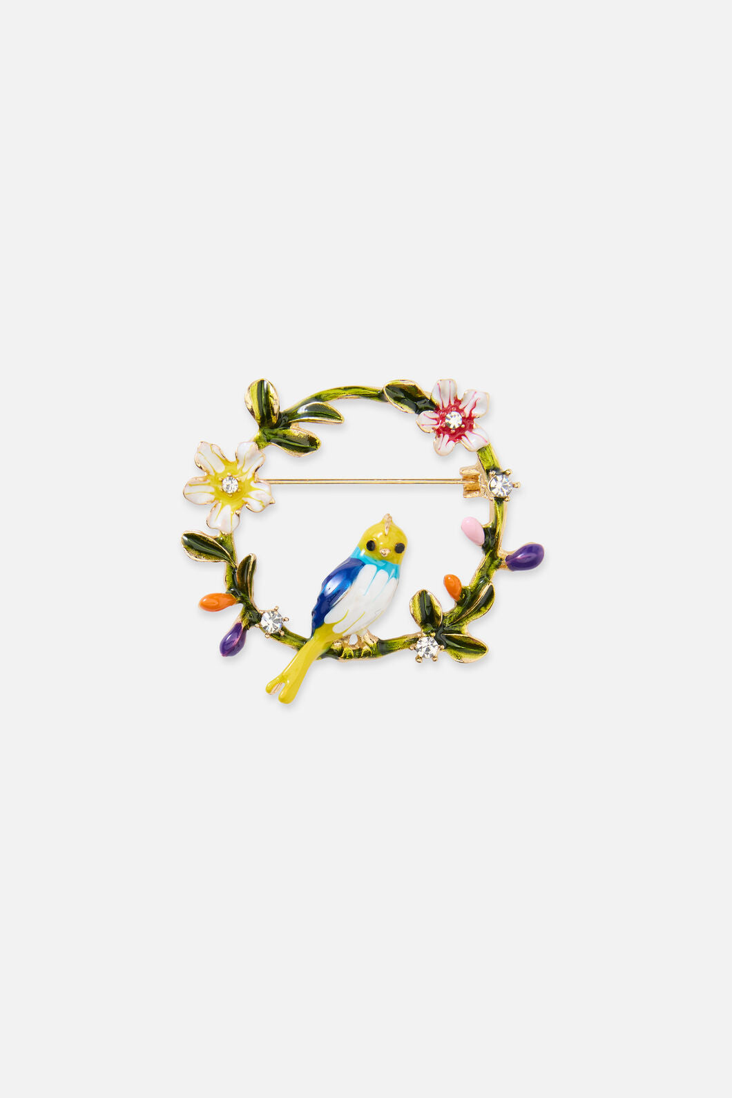 Princess Highway - Bird Wreath Brooch - multi