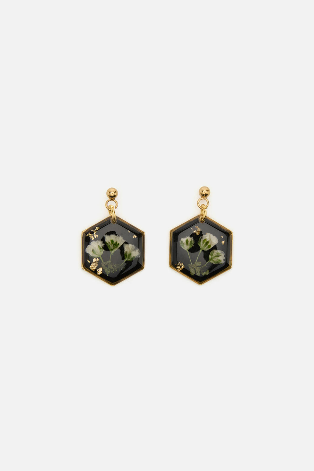 Princess Highway - Hexagon Flower Earrings - black