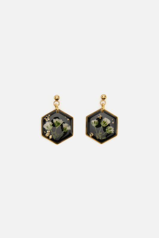 Princess Highway - Hexagon Flower Earrings - black