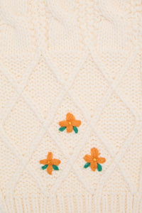 Princess Highway - Daisy Embroidered Knit Scarf - cream