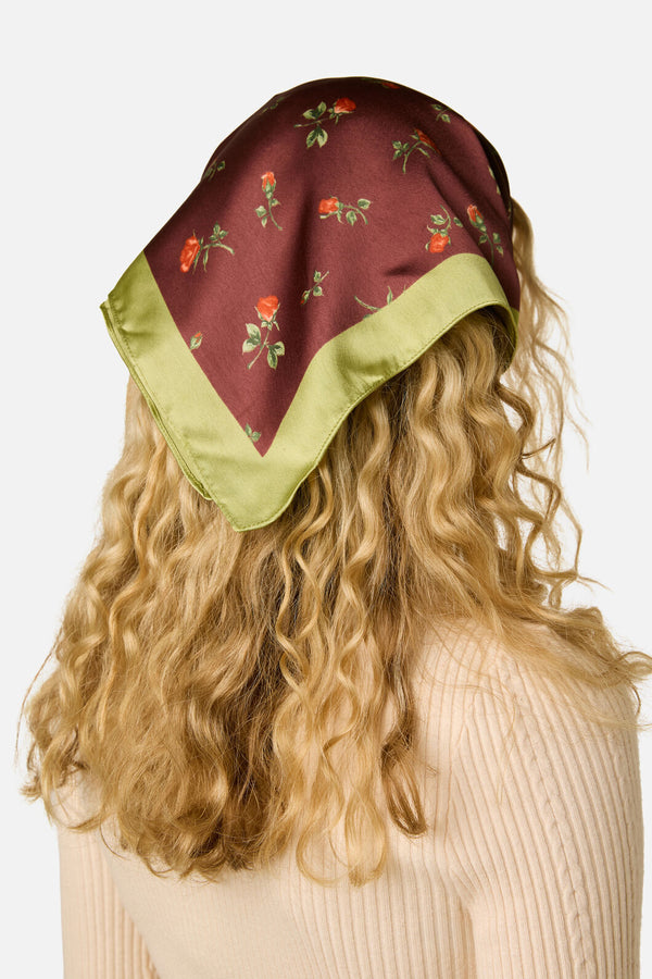 Princess Highway - Chocolate Evie Rosebud Satin Scarf - chocolate