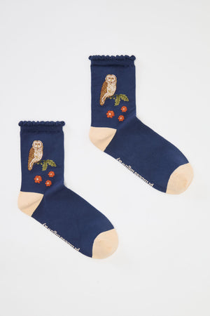 Princess Highway - Owl Sock - dark-teal
