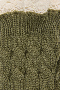 Princess Highway - Fingerless Lace Trim Gloves - olive