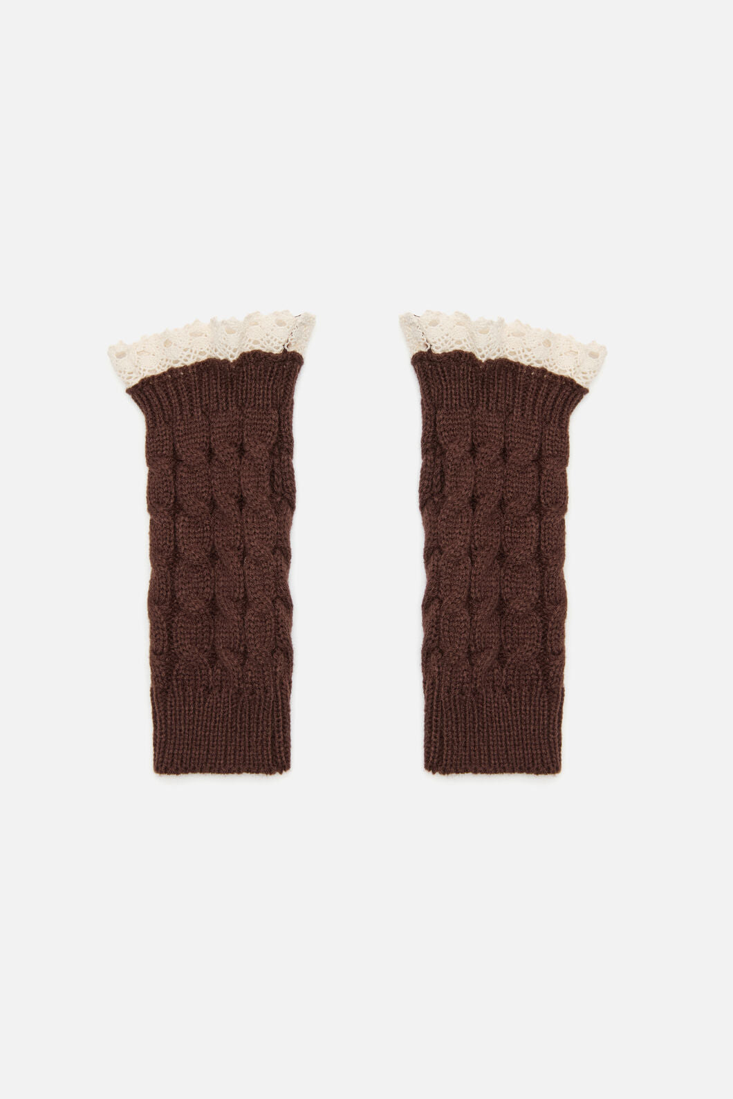 Princess Highway - Fingerless Lace Trim Gloves - chocolate