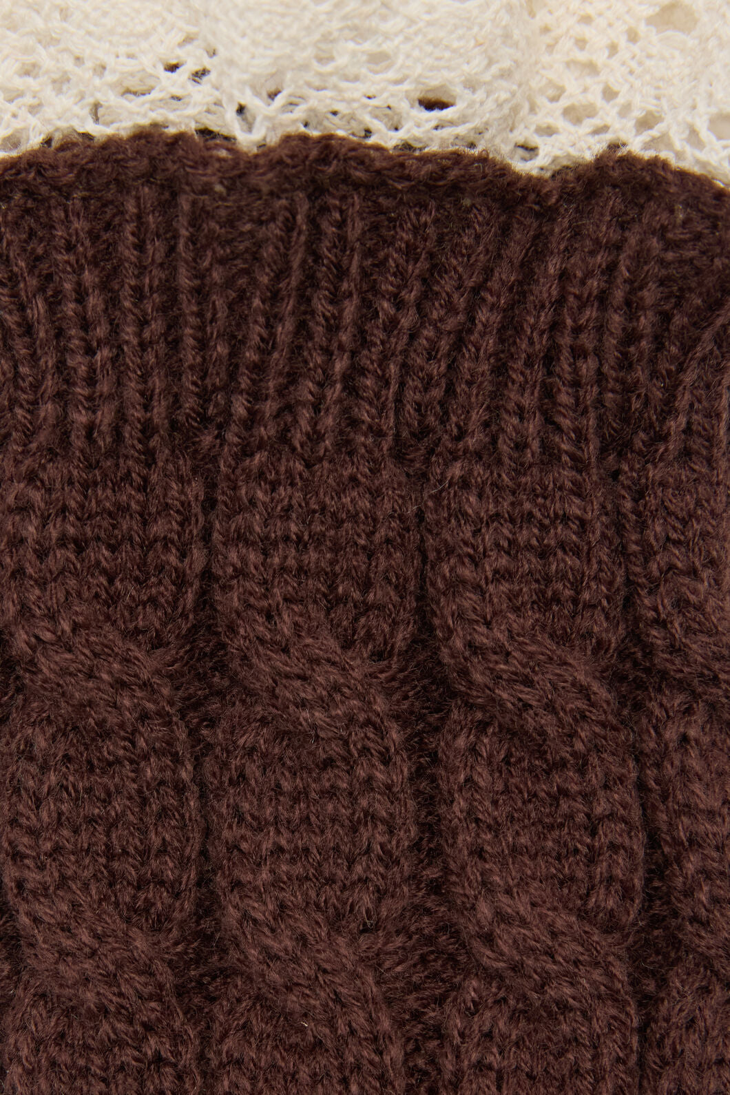 Princess Highway - Fingerless Lace Trim Gloves - chocolate