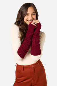 Princess Highway - Dark Red Long Fingerless Gloves - dark-red