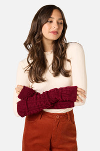 Princess Highway - Dark Red Long Fingerless Gloves - dark-red