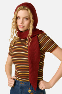 Princess Highway - Dark Red Scarf Knit Hat - dark-red