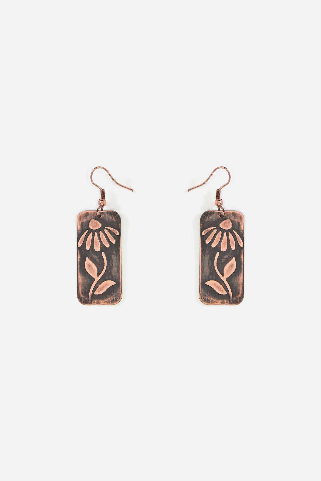 Princess Highway - Daisy Rectangle Earrings - copper