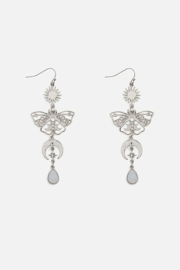 Princess Highway - Midnight Garden Moth Earrings - silver