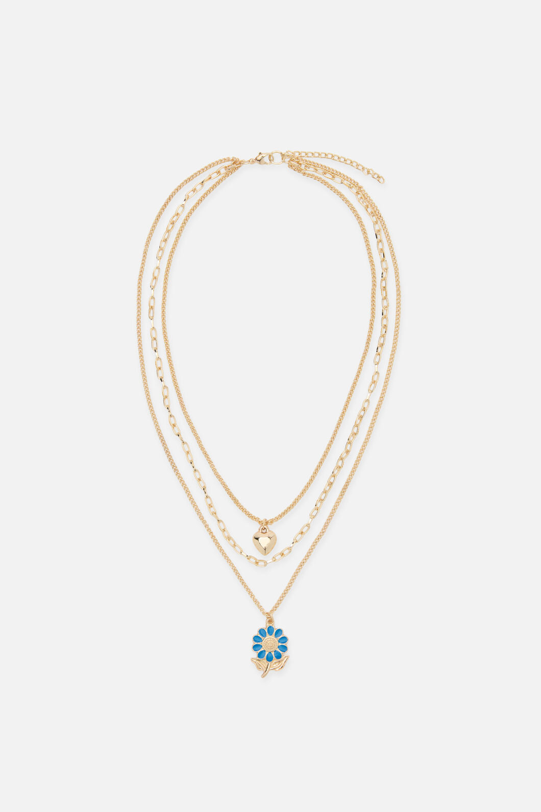 Princess Highway - Heart Daisy Necklace Set - gold