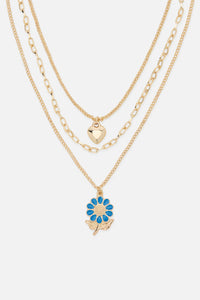 Princess Highway - Heart Daisy Necklace Set - gold
