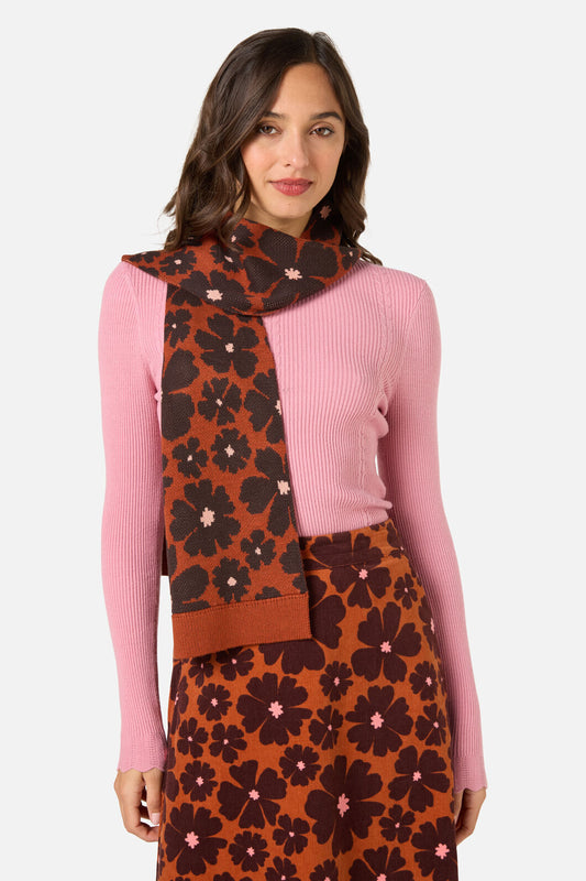 Princess Highway - Donna Flower Knit Scarf - rust