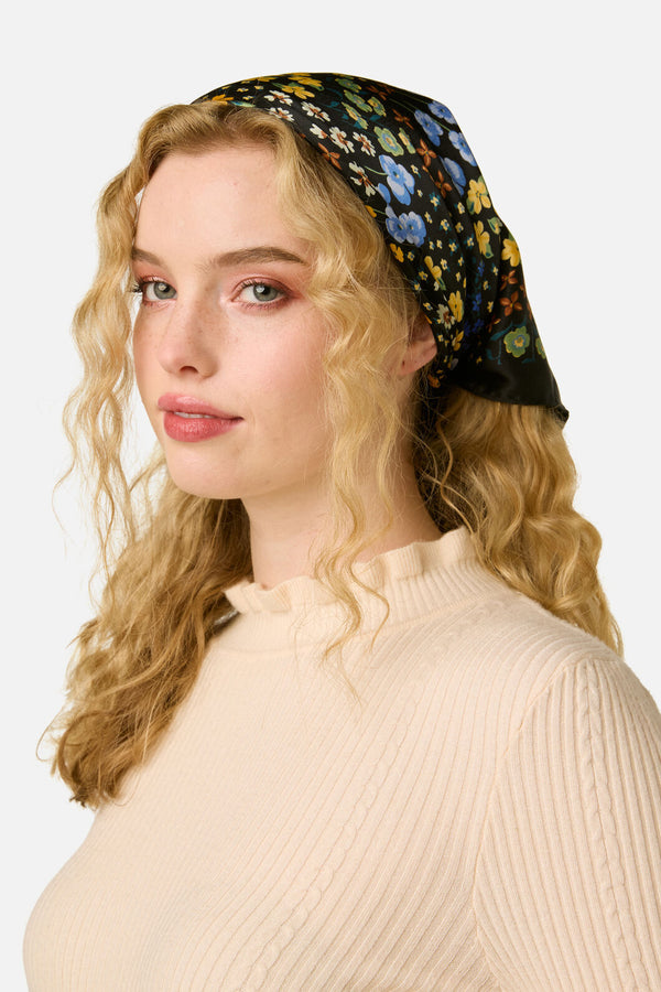 Princess Highway - Iris Ditsy Satin Scarf - black