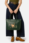 Princess Highway - Cute Cat Embroidered Tote - green