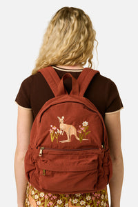 Princess Highway - Kangaroo Embroidered Cord Backpack - tan