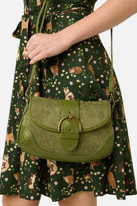 Princess Highway - Olive Faux Suede Buckle Bag - olive