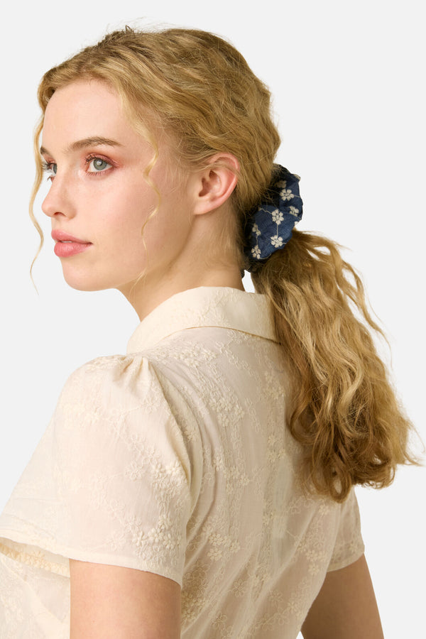 Princess Highway - Denim Daisy Scrunchie - indigo