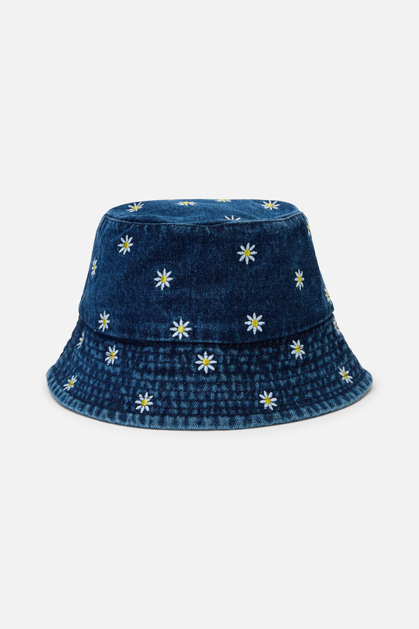 Princess Highway - Daisy Embroidered Denim Hat - indigo