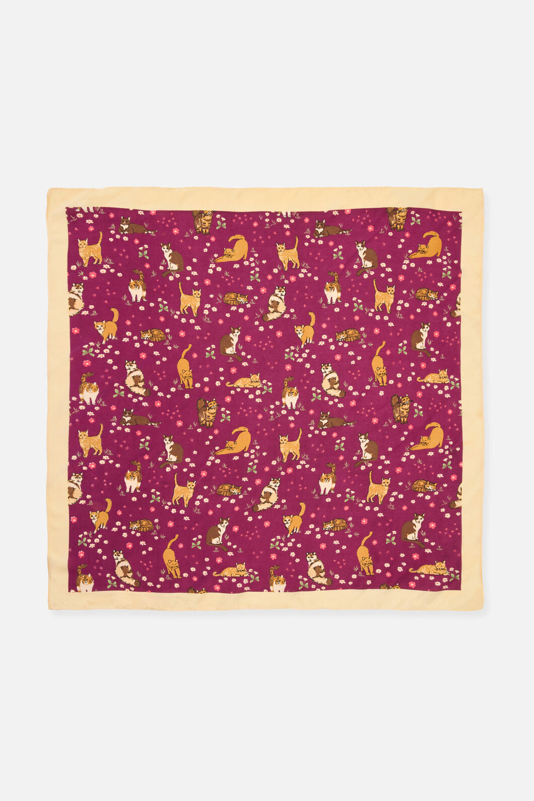Princess Highway - Cute Cats Satin Scarf - plum