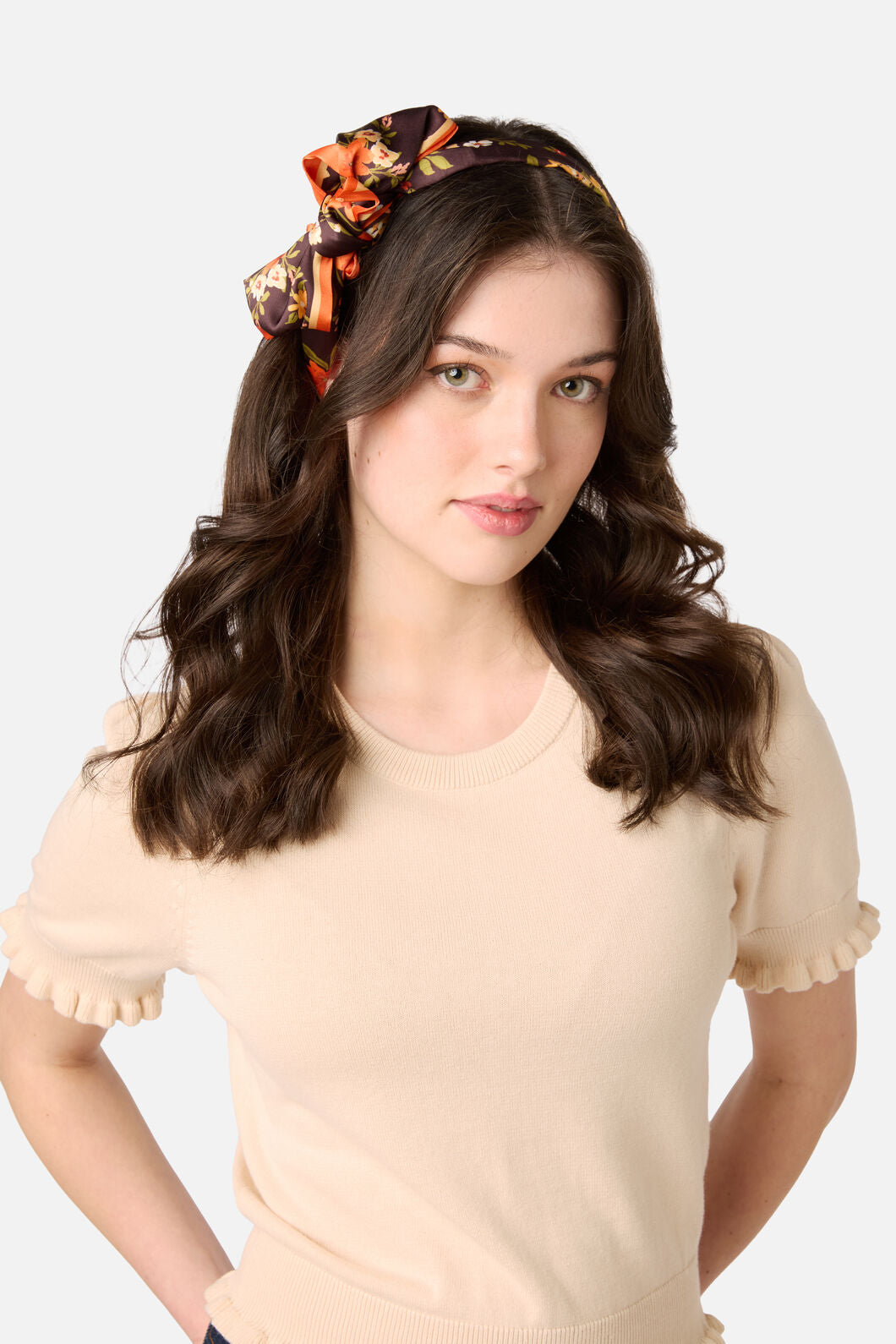 Princess Highway - Posy Narrow Head Scarf - chocolate
