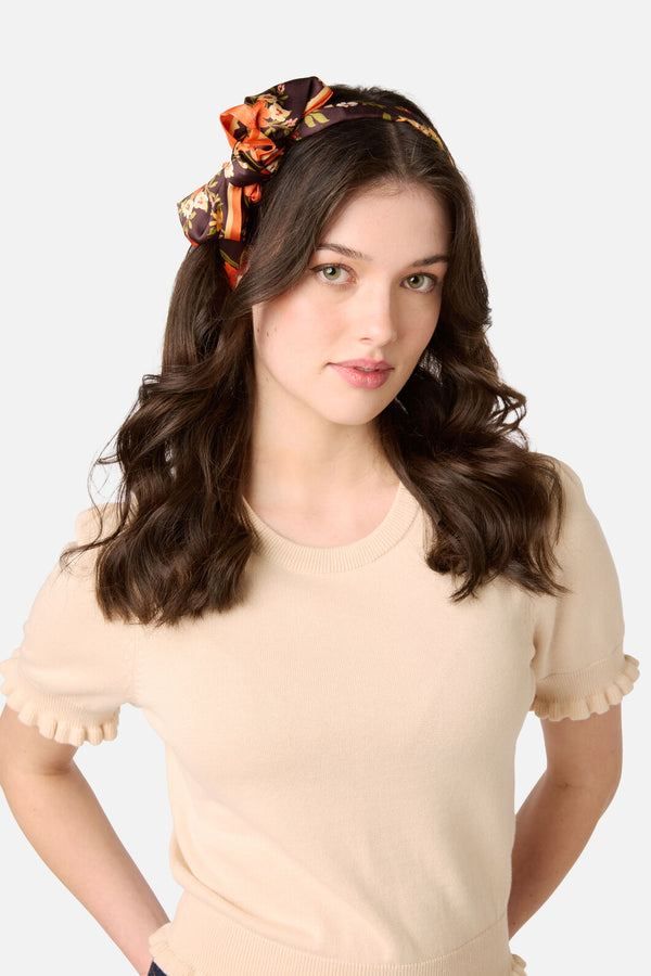 Princess Highway - Posy Narrow Head Scarf - chocolate
