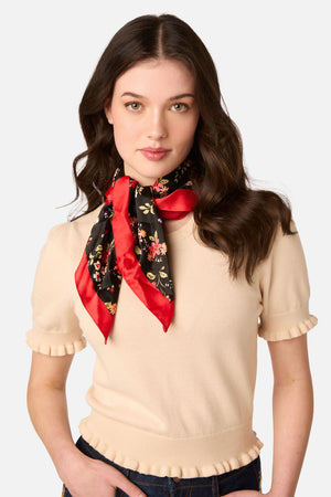 Princess Highway - Posy Satin Scarf - black