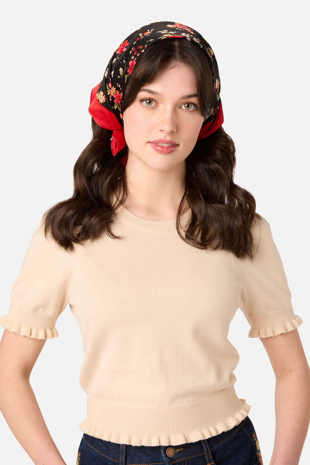 Princess Highway - Posy Satin Scarf - black