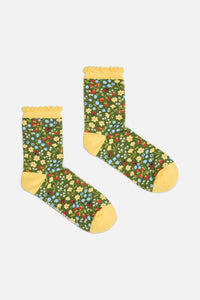 Princess Highway - Ladybug Garden Sock - forest-green