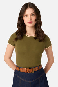 Princess Highway - Floral Punched Leather Belt - tan
