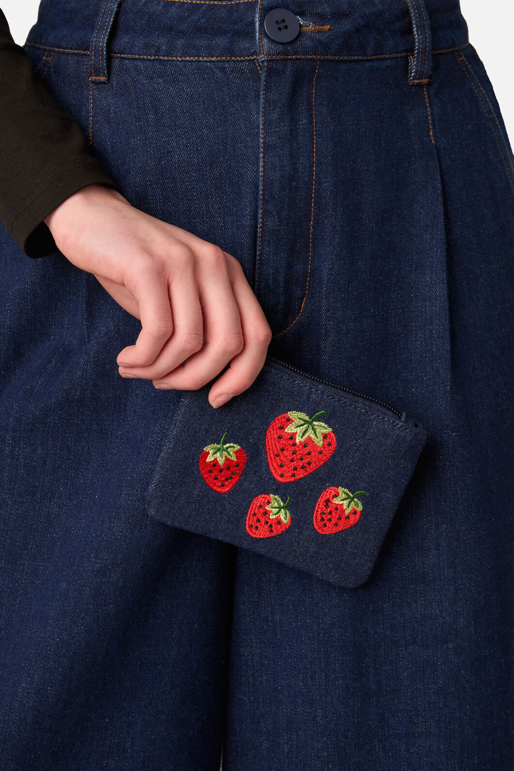 Princess Highway - Strawberry Embroidered Coin Purse - blue