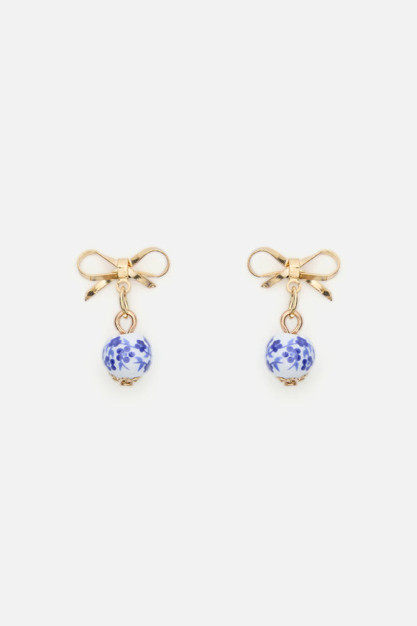 Princess Highway - Blue Flower Bow Earrings - blue