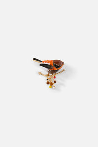 Princess Highway - Bird On A Branch Brooch - chocolate