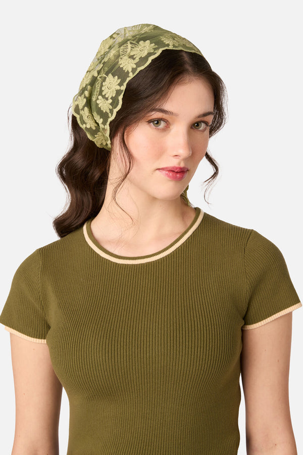 Princess Highway - Olive Lace Small Scarf - olive