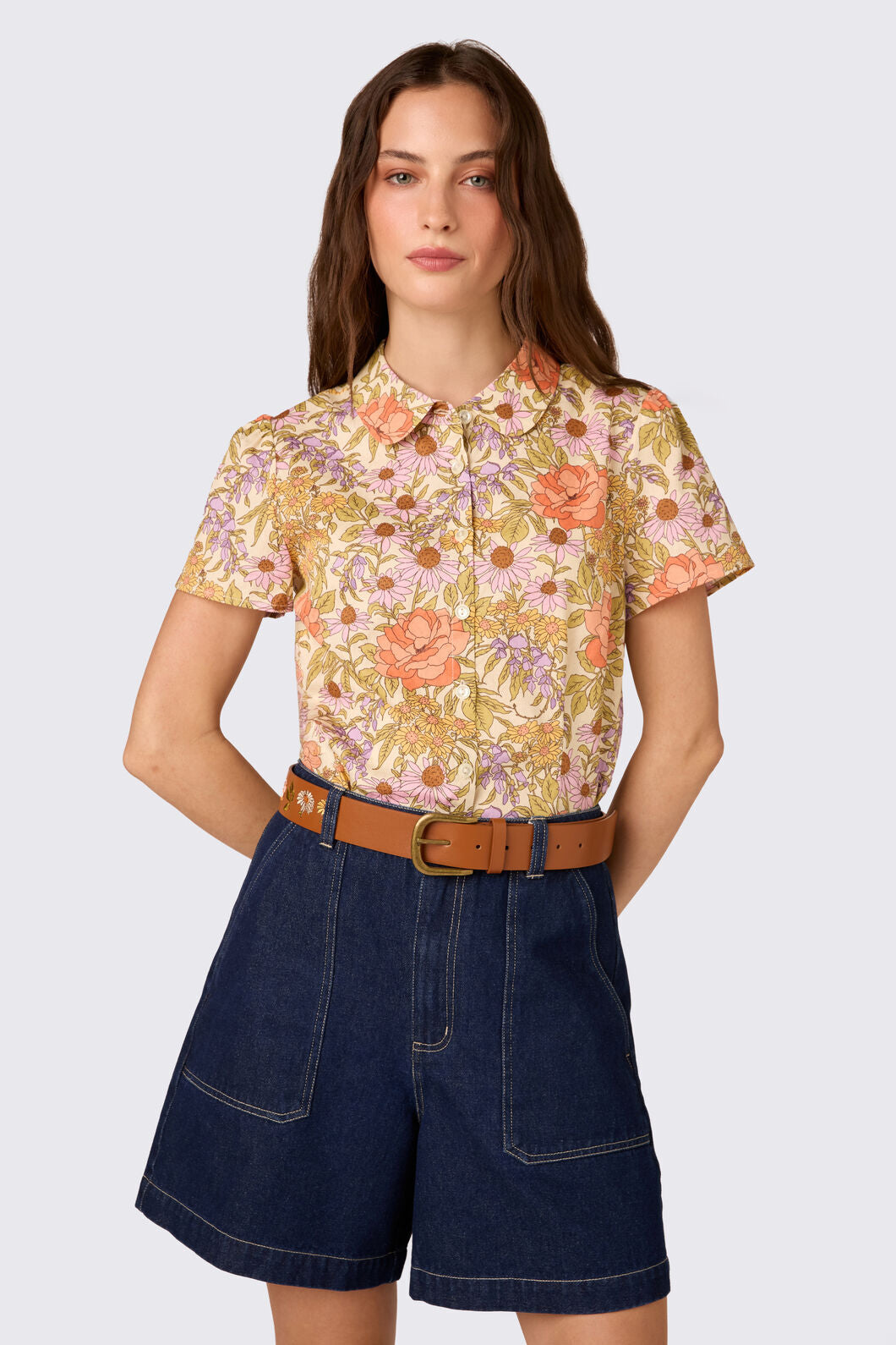 Princess Highway - Adelaide Floral Embroidered Belt - tan