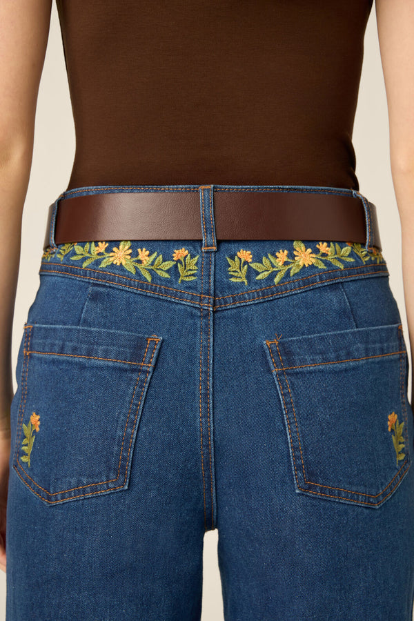 Princess Highway - Flower Buckle Tooled Belt - chocolate