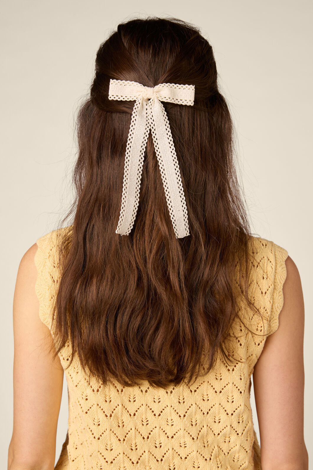Princess Highway - Lace Edge Bow Hair Clip - cream