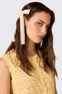 Princess Highway - Lace Edge Bow Hair Clip - cream