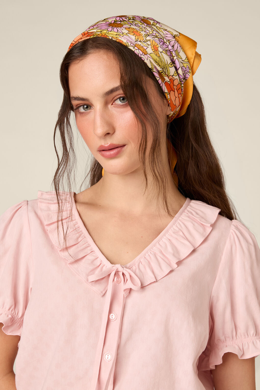 Princess Highway - Adelaide Retro Satin Scarf - cream