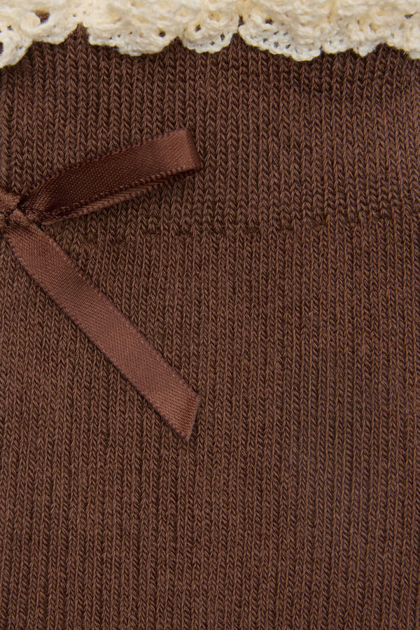 Princess Highway - Choc Bow Back Frill Socks - chocolate