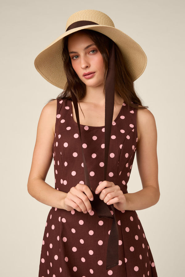 Princess Highway - Wide Brim Tie Straw Hat - natural