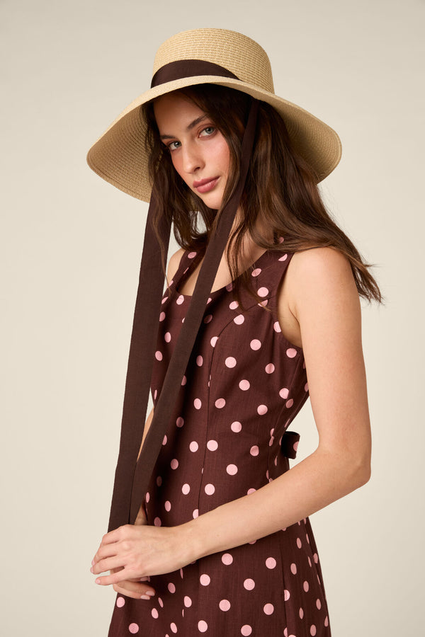 Princess Highway - Wide Brim Tie Straw Hat - natural