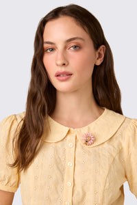 Princess Highway - Flower & Bee Brooch - pink